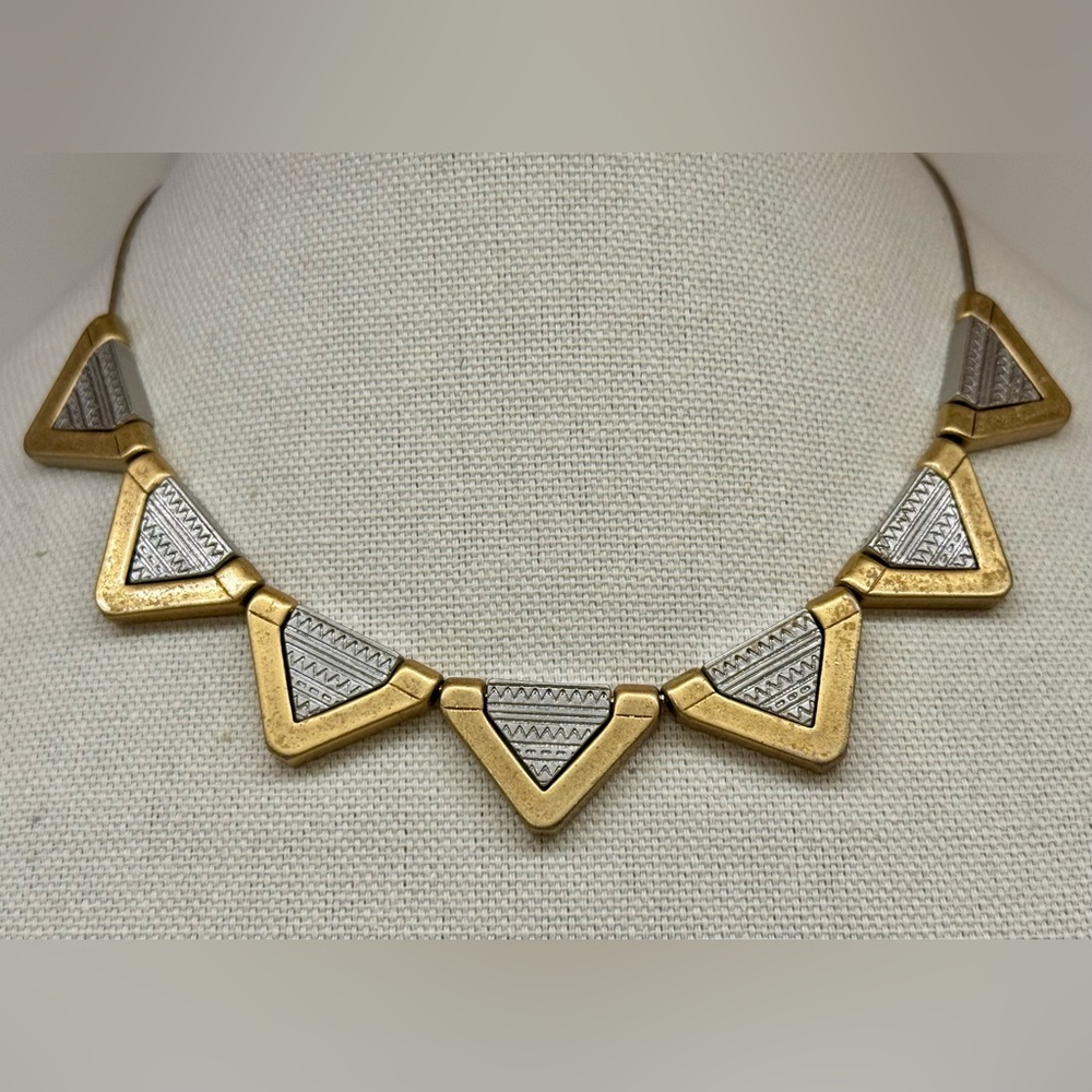 ✨ Madewell Geometric Triangle Mixed Metal Necklace – 16” w/ 3” Extender - Picture 2 of 5